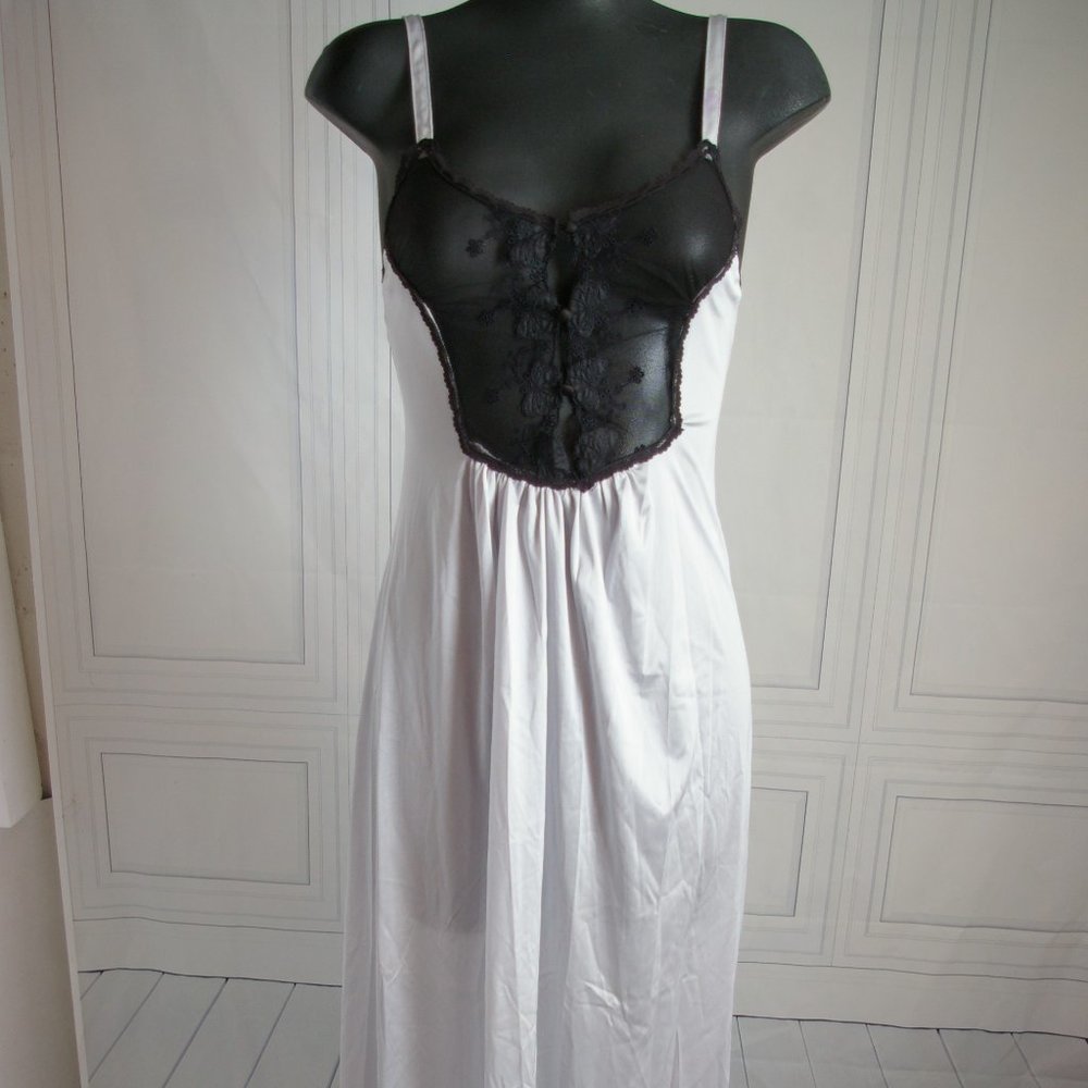 Powder Blue and black lace nightgown sheer madness